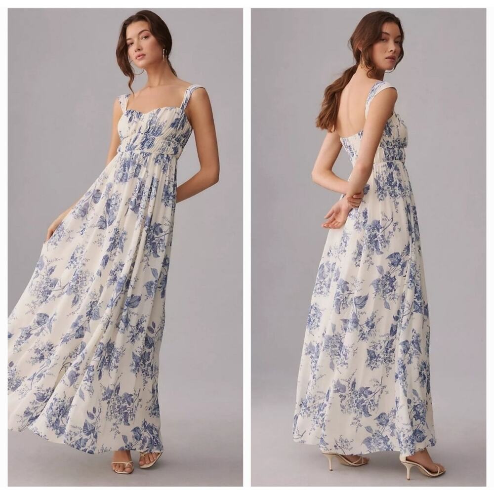 Reformation Jayde Blue Floral Dress Women's Size 18 NWT